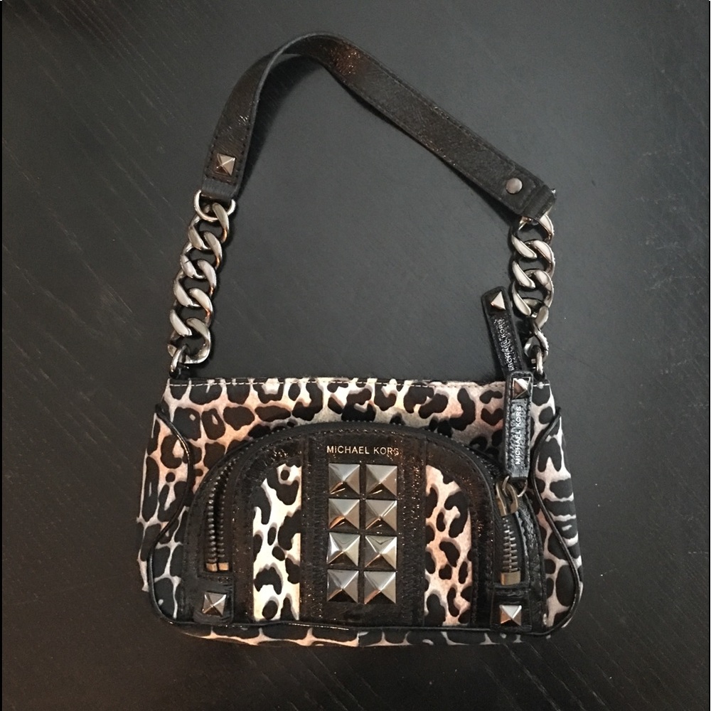 Michael Kors Leopard Shoulder Bag Small Black